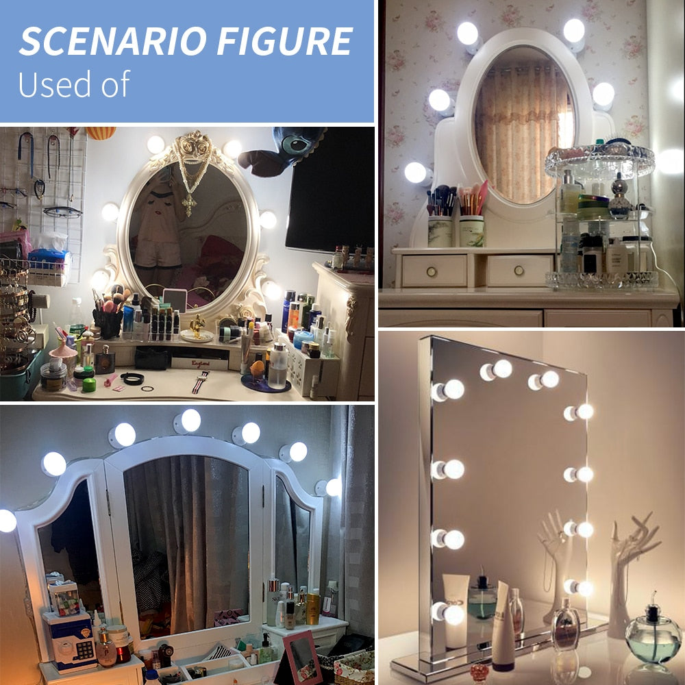 Vanity Mirror Makeup Lamp 10 Bulbs Kit For Dressing Table Stepless Light 8W Can Ling USB LED 12V