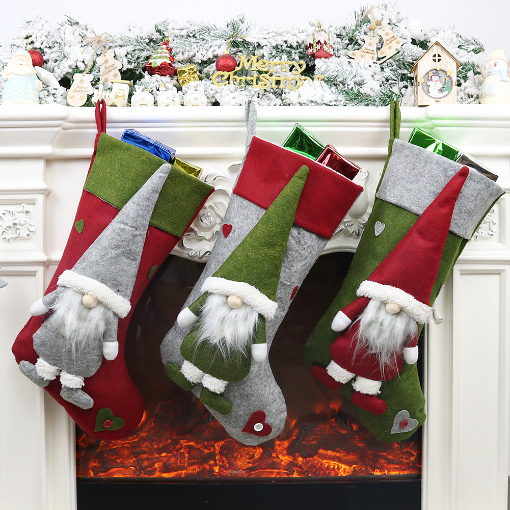 Large Christmas Stockings Gifts Cloth Santa Elk Socks Xmas Lovely Gift Holders For Children Fireplace Tree Christmas Decoration