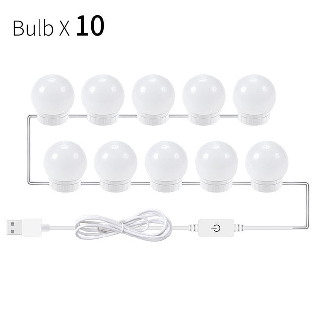 Vanity Mirror Makeup Lamp 10  Bulbs Kit For Dressing Table Stepless Light 8W Can Ling USB LED 12V