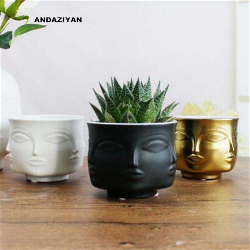 Man Face flower vase home decoration accessories modern ceramic vase for Flowers Pot planters