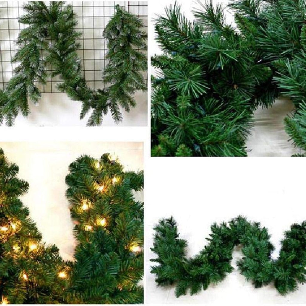 Garland Green Christmas 2.7m Artificial Wreath Xmas Party Decor Christmas Tree Rattan Hanging Pendant & Drop Ornament for Kids