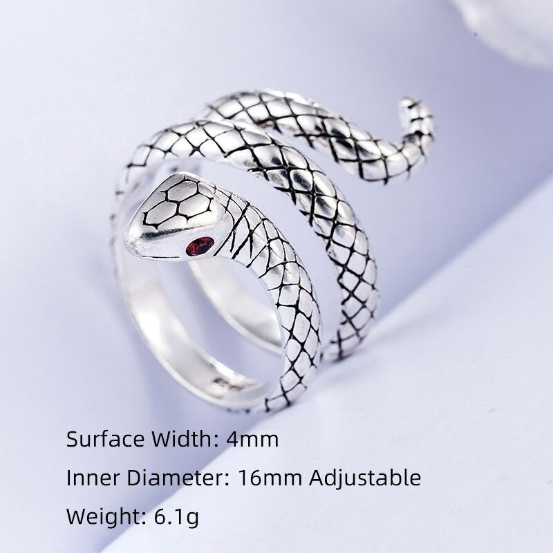 Foxanry Vintage Simple Cute Snake Rings 925 Sterling Silver anillos Party Jewelry Gifts for Women Couples Wedding Accessories