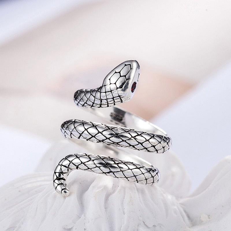 Foxanry Vintage Simple Cute Snake Rings 925 Sterling Silver anillos Party Jewelry Gifts for Women Couples Wedding Accessories