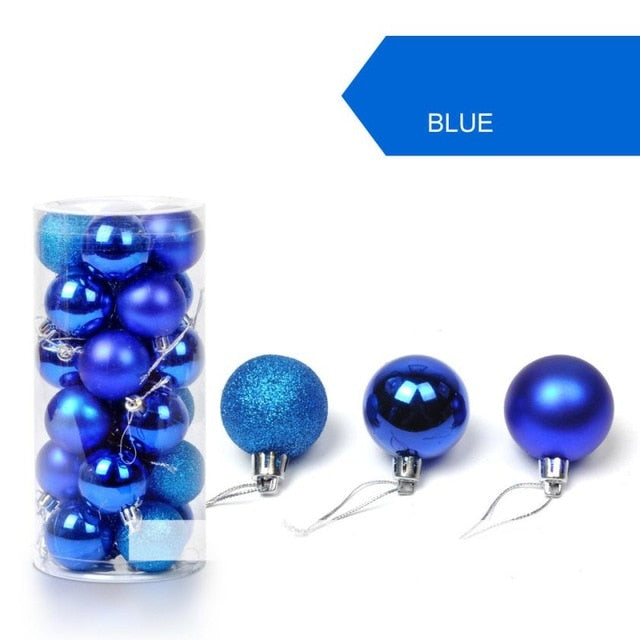 Hanging Ball Ornament 24pcs/lot 30mm Christmas Tree Decor Ball Bauble Xmas Party decorations for Home Christmas decorations Gift