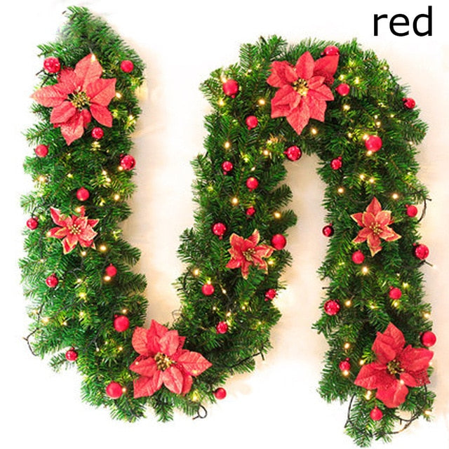 Garland Green Christmas 2.7m Artificial Wreath Xmas Party Decor Christmas Tree Rattan Hanging Pendant & Drop Ornament for Kids