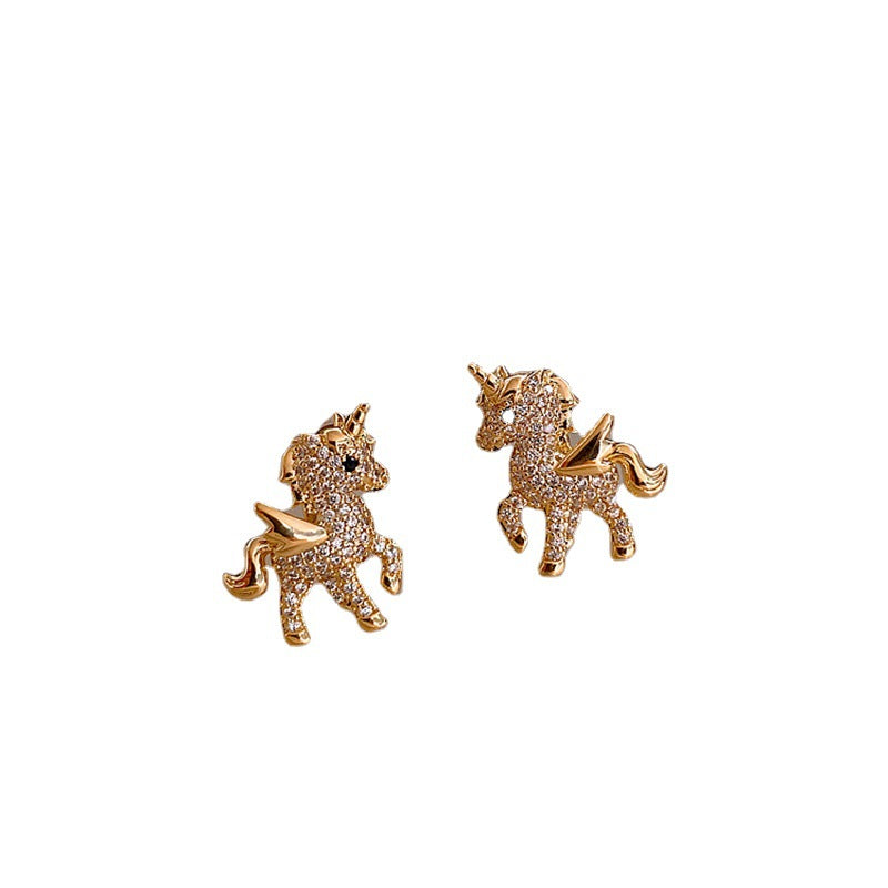 Pony Fashion Earrings Personality Earrings 925 Silver Needle Diamond Earrings