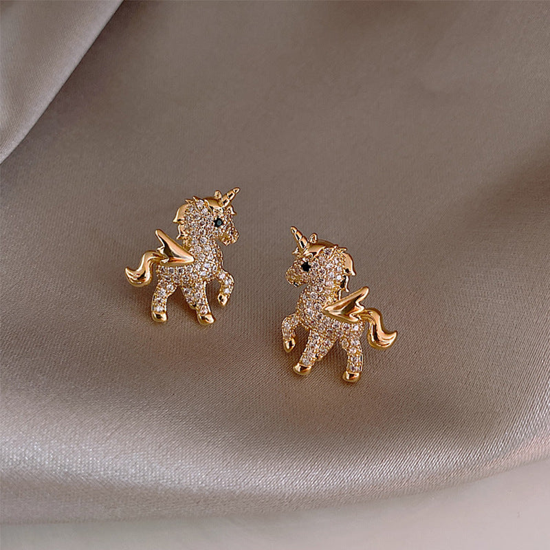 Pony Fashion Earrings Personality Earrings 925 Silver Needle Diamond Earrings