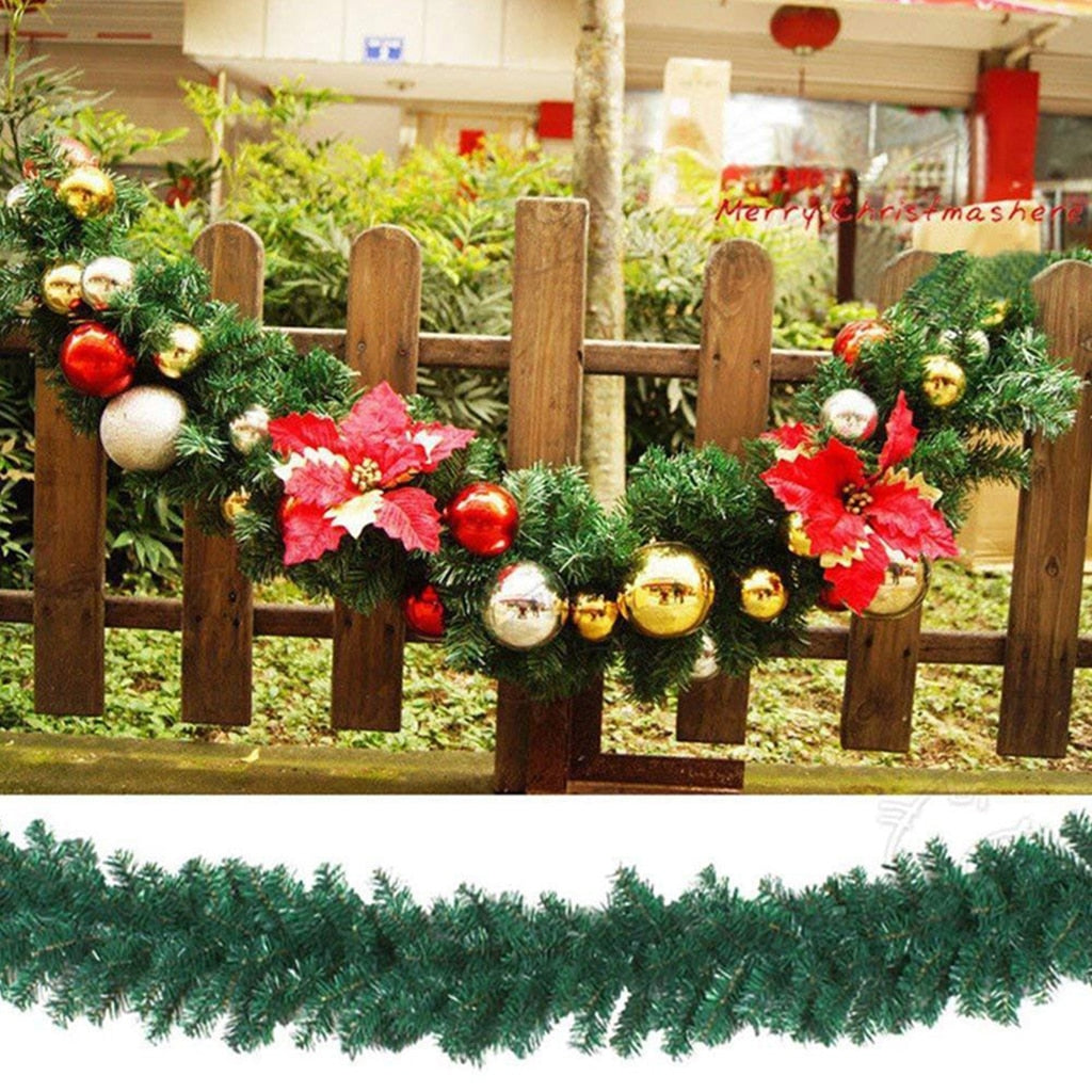 Garland Green Christmas 2.7m Artificial Wreath Xmas Party Decor Christmas Tree Rattan Hanging Pendant & Drop Ornament for Kids