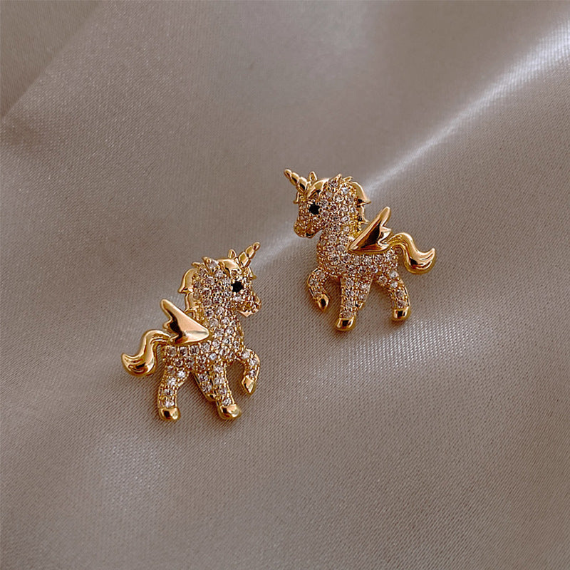 Pony Fashion Earrings Personality Earrings 925 Silver Needle Diamond Earrings
