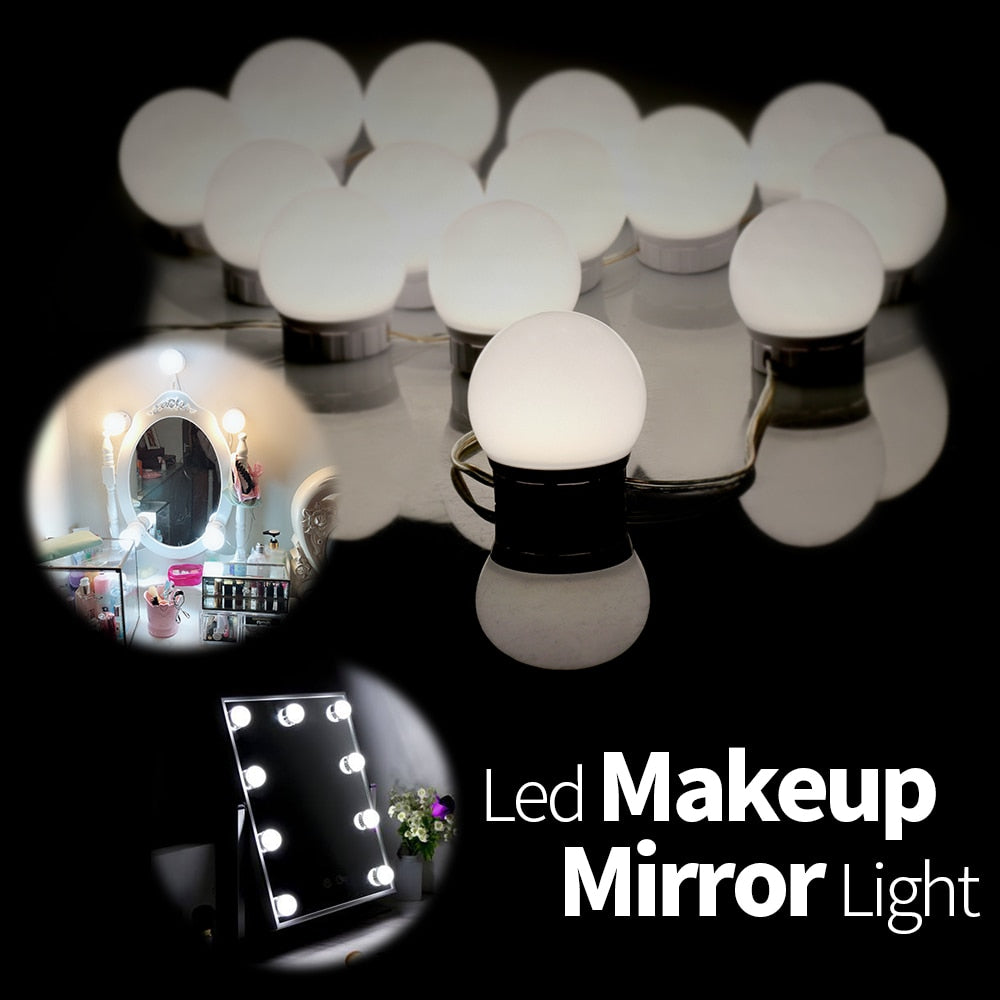 Vanity Mirror Makeup Lamp 10  Bulbs Kit For Dressing Table Stepless Light 8W Can Ling USB LED 12V