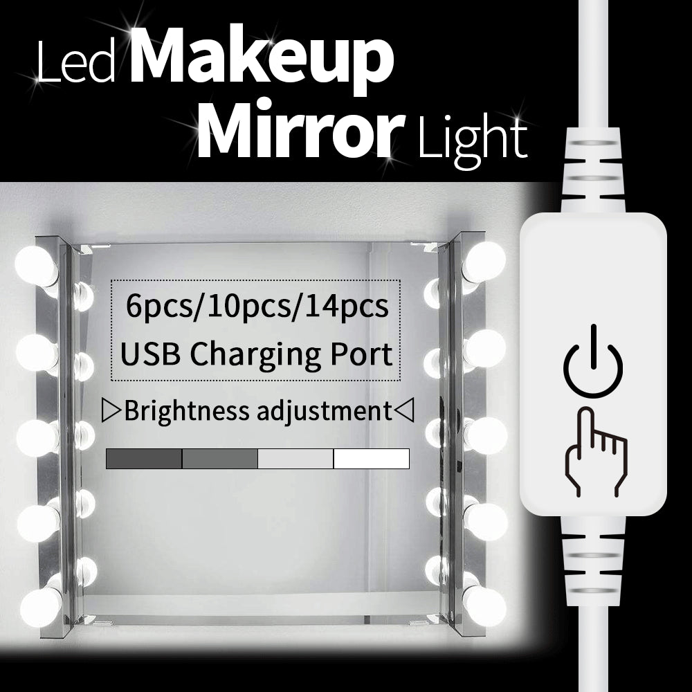 Vanity Mirror Makeup Lamp 10  Bulbs Kit For Dressing Table Stepless Light 8W Can Ling USB LED 12V