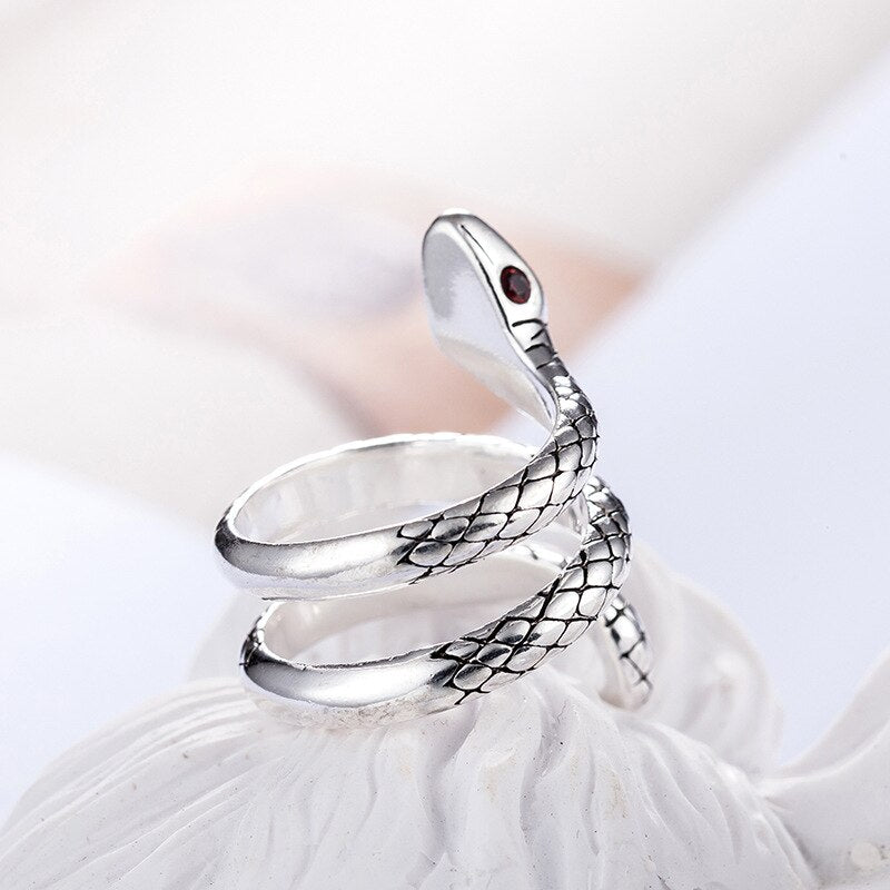 Foxanry Vintage Simple Cute Snake Rings 925 Sterling Silver anillos Party Jewelry Gifts for Women Couples Wedding Accessories