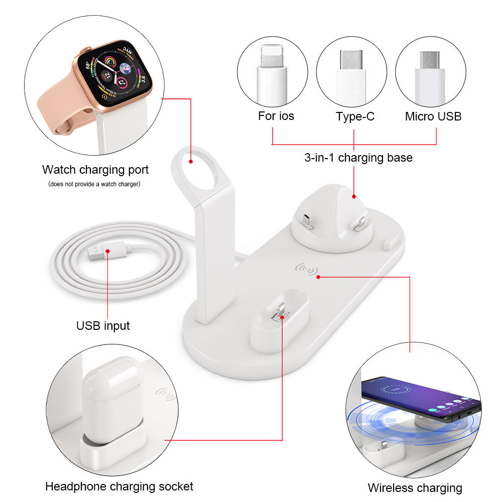 Charging Dock Station 4 in 1 Wireless For Apple Watch iPhone X XS XR MAX 11 Pro 8 Airpods 10W Qi Fast Charger Stand Holder