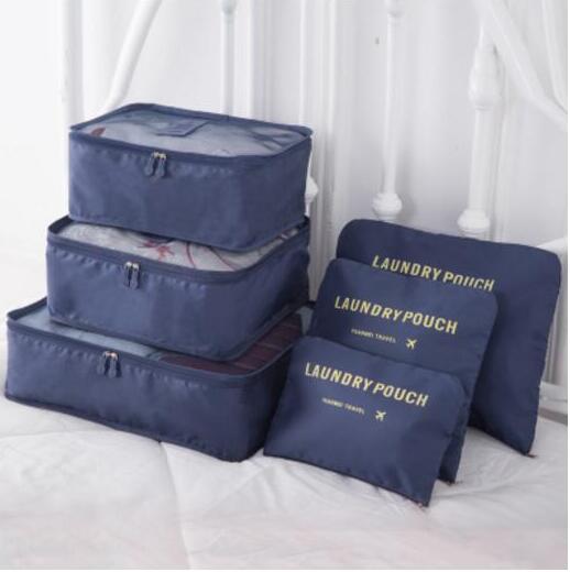 Travel Bags Packing Cubes Organizer Fashion Double Zipper Waterproof Polyester Bag 6pcs/set Men and Women Luggage