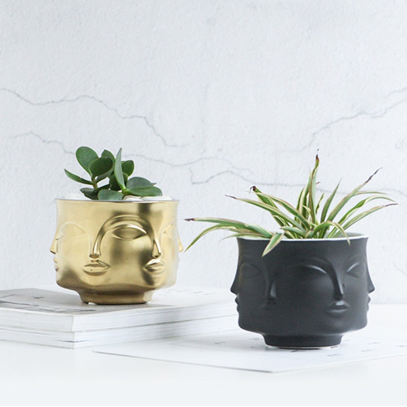 Man Face flower vase home decoration accessories modern ceramic vase for Flowers Pot planters