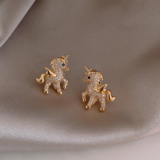 Pony Fashion Earrings Personality Earrings 925 Silver Needle Diamond Earrings