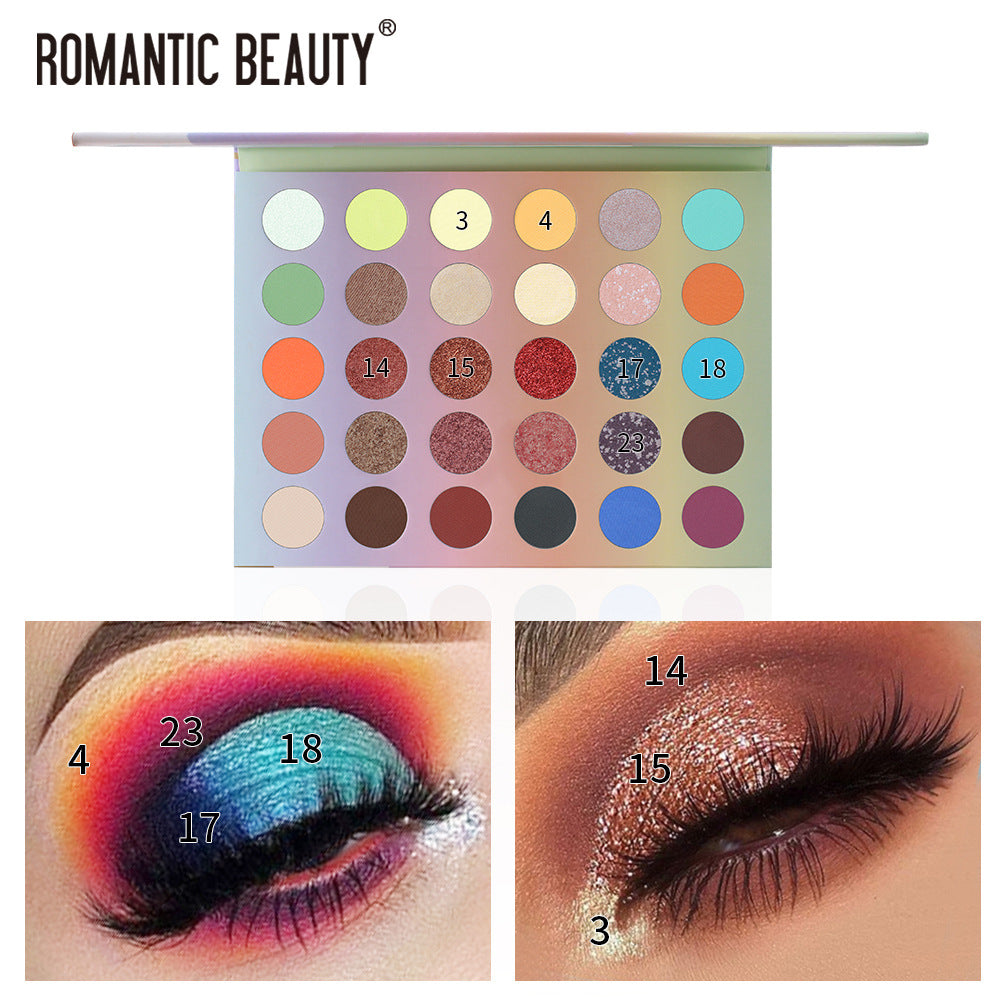 Romantic Beauty 30 Color Large Plate Pearlescent Matte Eye Shadow Plate Color Makeup Eye Shadow