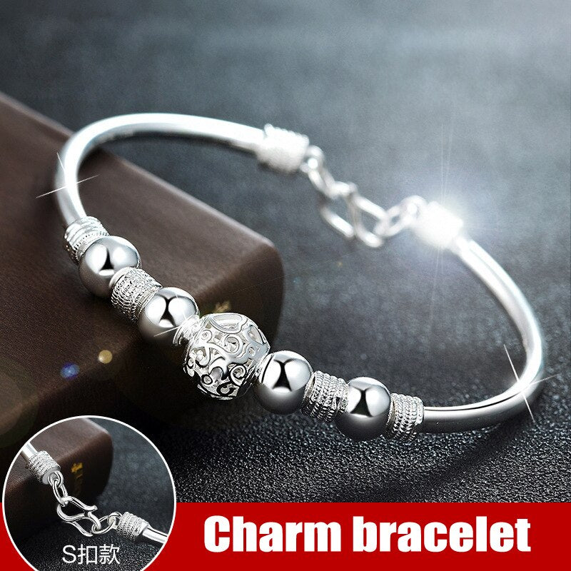 Bracelet 3 Style 925 sterling silver Lucky Charm Cuff Bracelets For Women Bangles Fashion Jewelry Pulseira