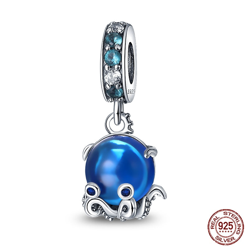 Charm 925 Sterling Silver Ocean Series Crab Turtle Mermaid Charms Beads Fit Original Pandora Bracelets Bangle Jewelry Gifts