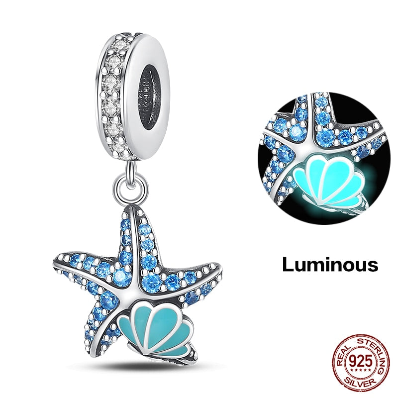 Charm 925 Sterling Silver Ocean Series Crab Turtle Mermaid Charms Beads Fit Original Pandora Bracelets Bangle Jewelry Gifts