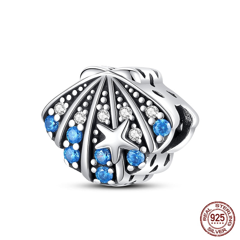 Charm 925 Sterling Silver Ocean Series Crab Turtle Mermaid Charms Beads Fit Original Pandora Bracelets Bangle Jewelry Gifts