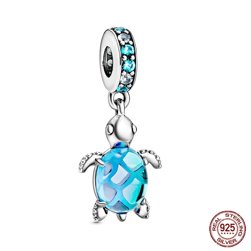 Charm 925 Sterling Silver Ocean Series Crab Turtle Mermaid Charms Beads Fit Original Pandora Bracelets Bangle Jewelry Gifts