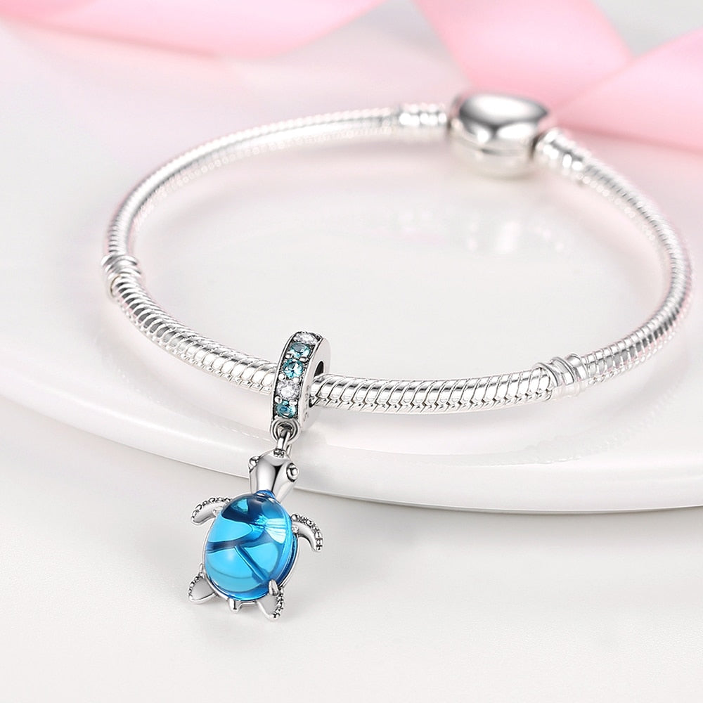 Charm 925 Sterling Silver Ocean Series Crab Turtle Mermaid Charms Beads Fit Original Pandora Bracelets Bangle Jewelry Gifts