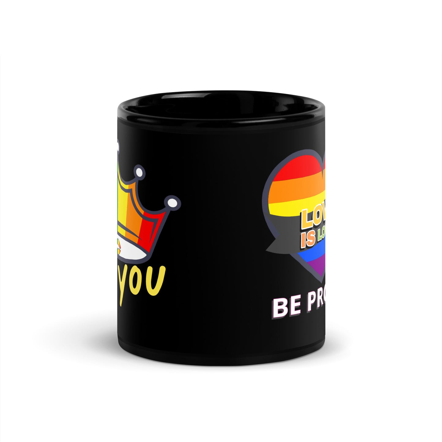 Be Proud Black Glossy Mug Pride