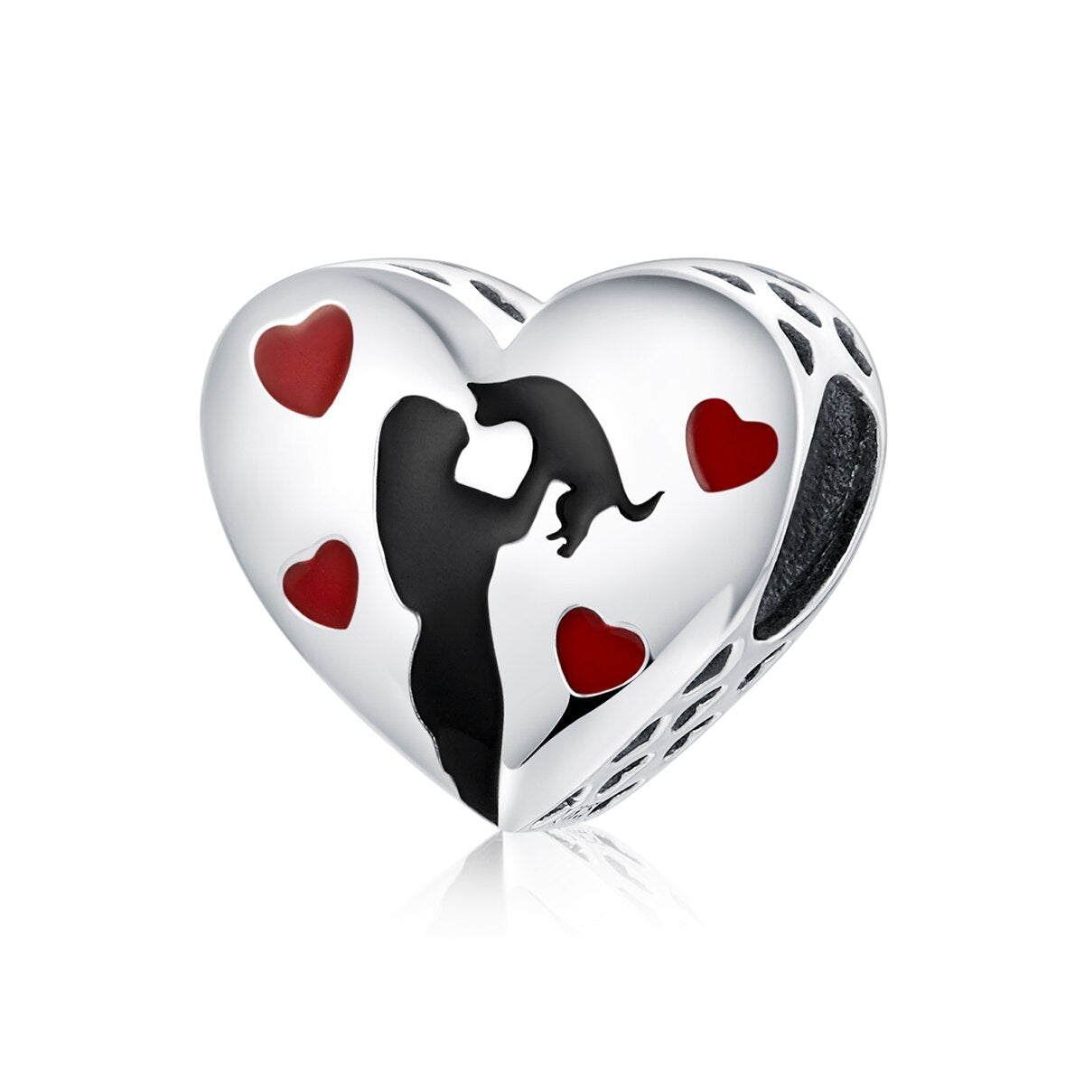 BAMOER 925 Sterling Silver Heart-Shape Collection Charms Cat Love Paw Footprints